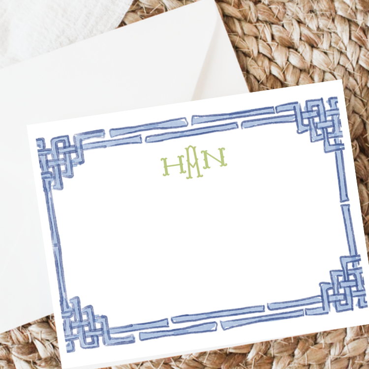 Blue & Green Bamboo Personalized Notecards
