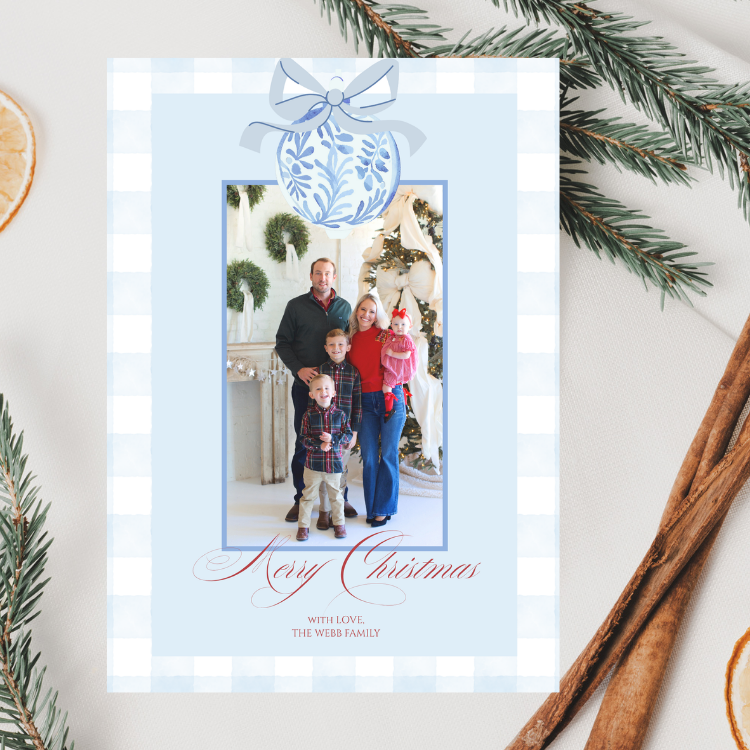 Blue Chinoiserie Ornament Christmas Card