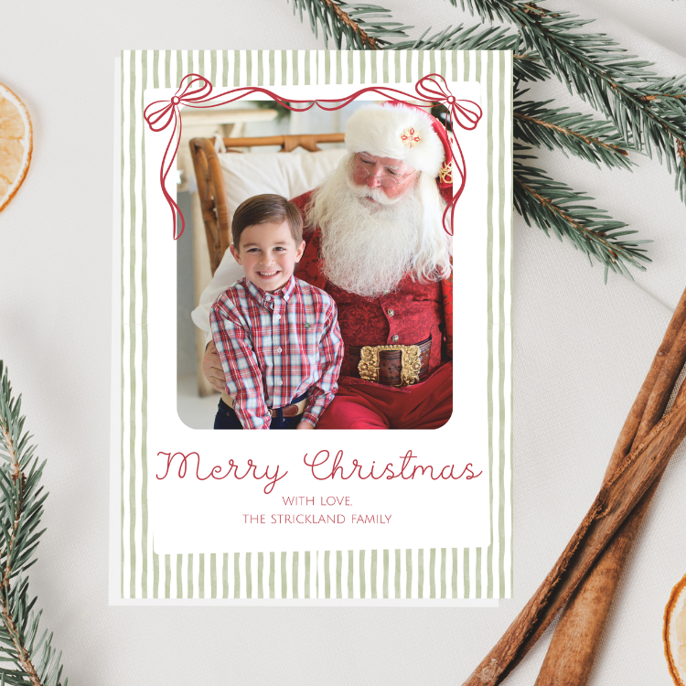 Stripes & Ribbon Christmas Card