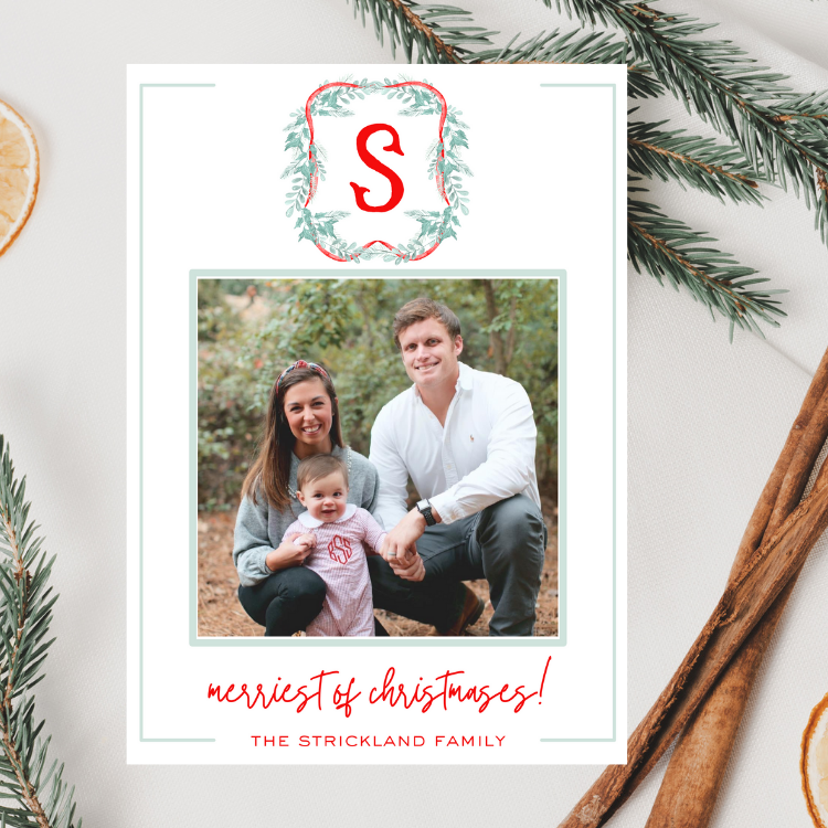 Greenery Crest Christmas Card