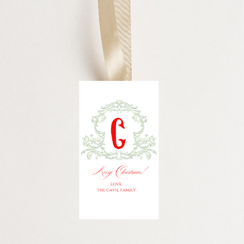 Class Red Initial Personalized Gift Tag