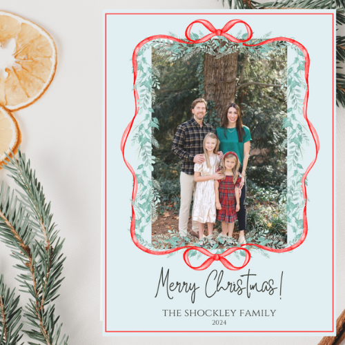 Greenery & Ribbons Christmas Card