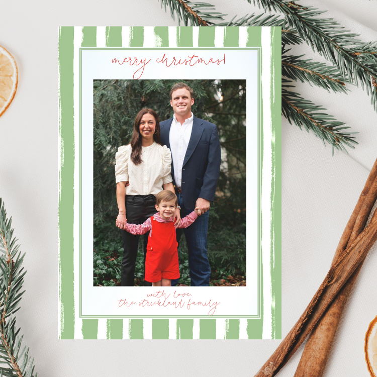 Green Stripes Christmas Card