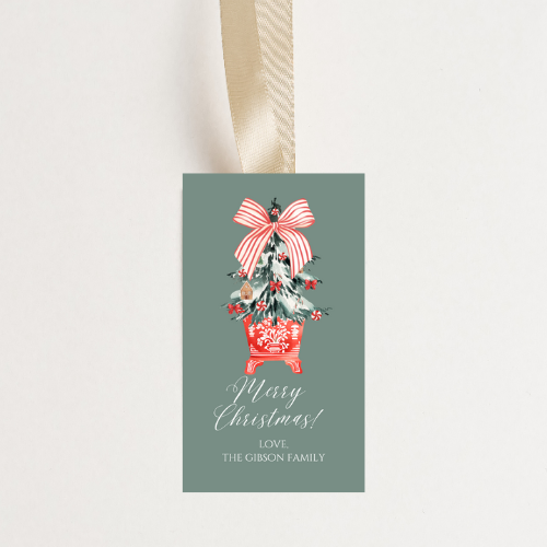 Red Chinoiserie Tree  Personalized Gift Tag