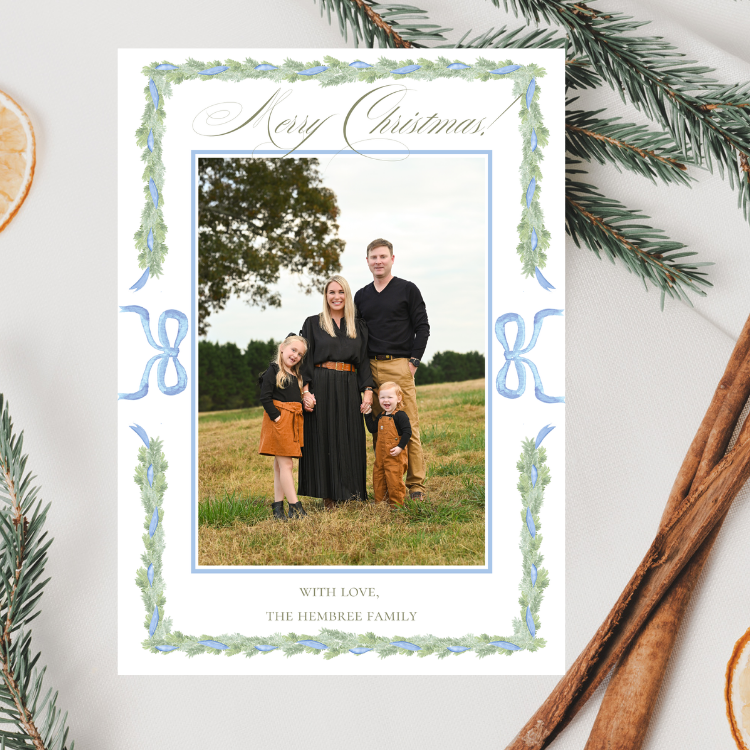 Whimsy Blue Garland Card